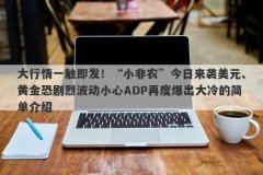大行情一触即发！“小非农”今日来袭美元、黄金恐剧烈波动小心ADP再度爆出大冷的简单介绍
