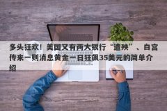 多头狂欢！美国又有两大银行“遭殃”、白宫传来一则消息黄金一日狂飙35美元的简单介绍