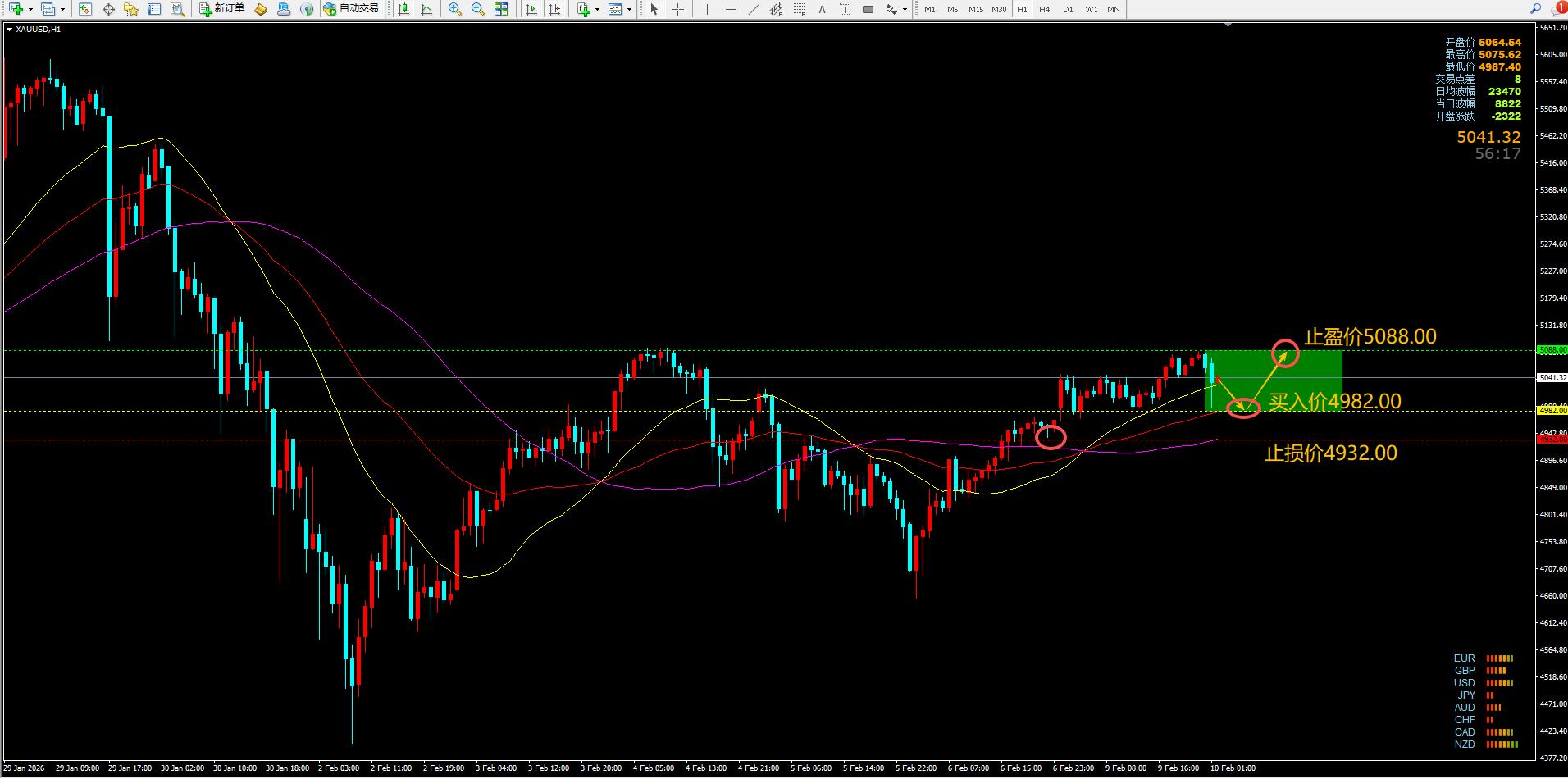 金价昨日延续震荡上行，现报5019.00附近